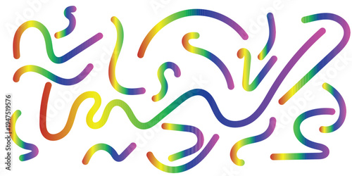 Colorful rainbow squiggles and swirls on a in a vibrant abstract design