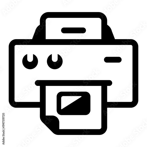 A solid style icon of a printer