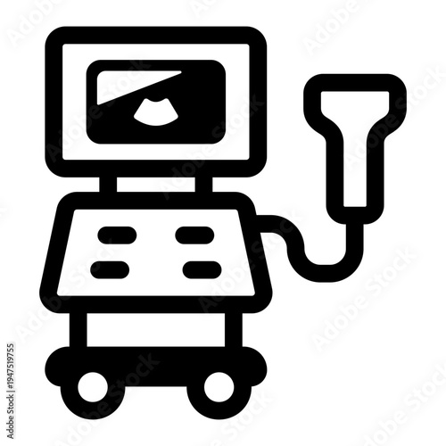 A solid style icon of an ultrasound scanner