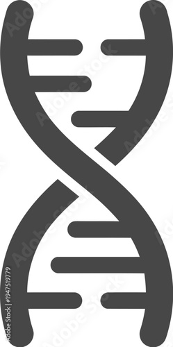 Simple dark gray icon representing the double helix structure of deoxyribonucleic acid a fundamental molecule for all known life forms on earth