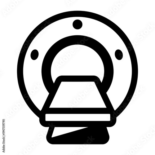 A solid style icon of a ct scanner