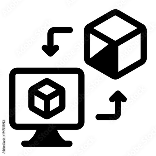 A solid style icon of a digital twin