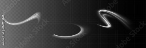 White glowing shiny lines effect vector background. Luminous white lines of speed. Light glowing effect. Light trail wave, fire path trace line and incandescence