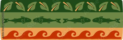 Hanging Floral Elements Styled In Tropical Patchwork Border