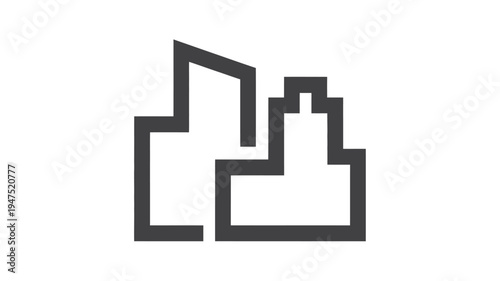 Minimalist black geometric shape with interlocking angular lines and patterns white