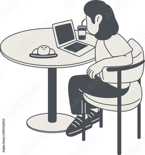 Person working remotely while enjoying cafe coffee