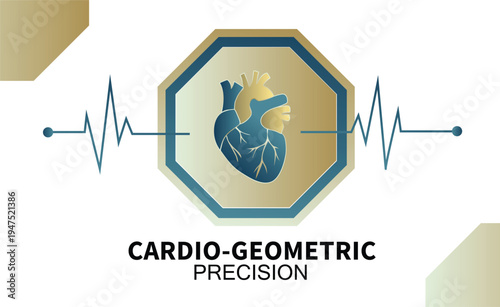 Geometric Heart Design with Pulse Line Symbolizing Cardio Precision and Modern Medical Technology
