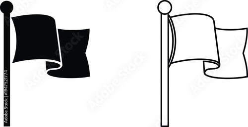Black and white flags on poles Vector