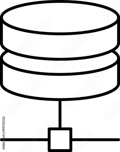 Database Server and Network Connection Line Art Icon