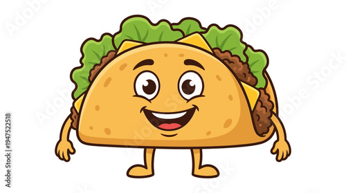 Smiling taco cartoon character