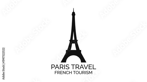 Eiffel tower silhouette icon for paris travel and french tourism