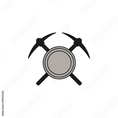 Mining industry logo with pickaxes.