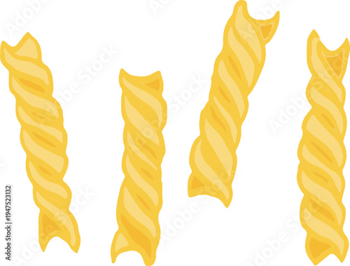 fusilli pasta curly italian cuisine illustration for cookbook or restaurant menu