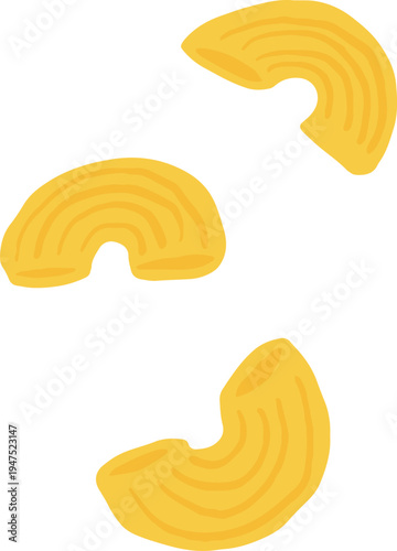 macaroni pasta shape italian cuisine illustration icon for cookbook or restaurant menu