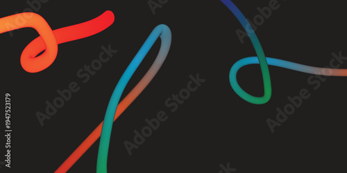 Vibrant neon light trails on dark background