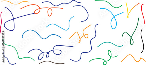 Multicolored squiggles on white background