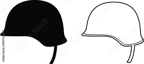 Black and white illustration of two helmets Vector