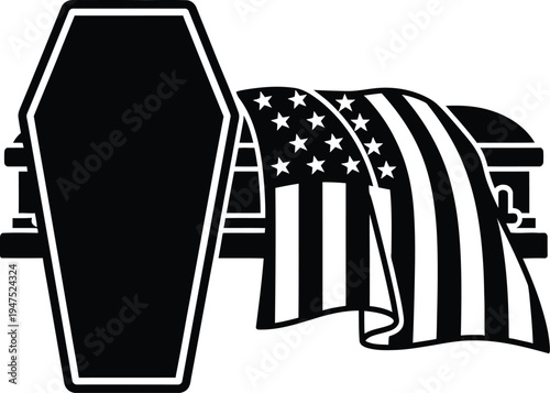 American death flag coffin Vector
