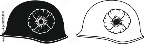 Ammonite fossil helmets black white Vector