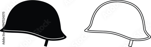 Military helmets black white Vector