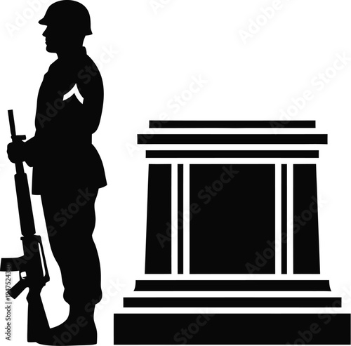Soldier guarding tomb monument Vector