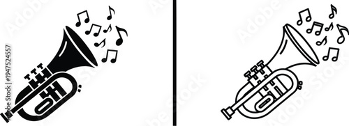 Trumpet music notes Vector