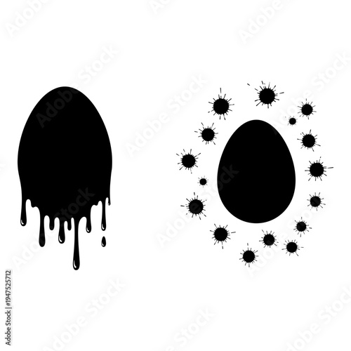 Dual egg illustrations with contrasting dripping and explosive effects Vector, illustration