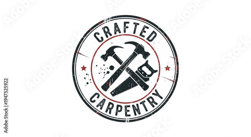 Crafted Carpentry Logo with Hammer and Saw