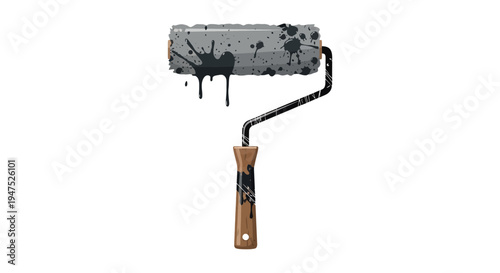 Paint Roller with Black Splatters