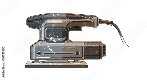 Orbital Sander with worn surface, tool for sanding wood