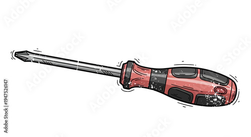 Red Screwdriver Tool Isolated on White Background