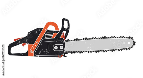 Vintage Chainsaw Isolated on White Background