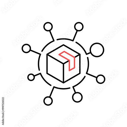 icon a viral product with box connected to a social network, isolated against a clean background.