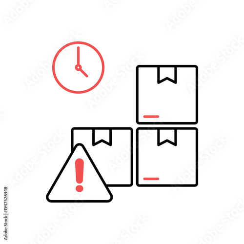 icon a limited supply with stacked boxes and warning alert, isolated against a clean background.