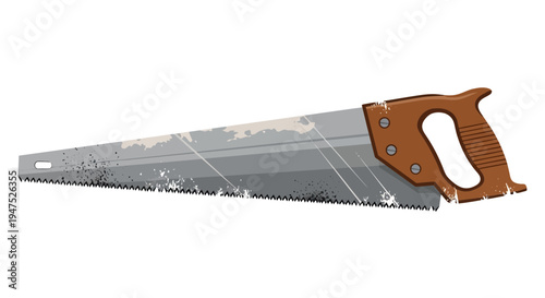 Vintage hand saw with wooden handle