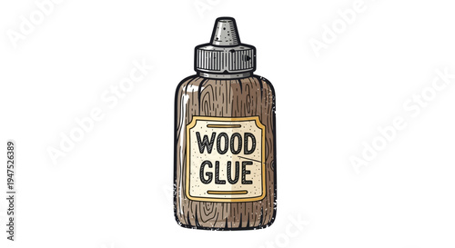 Vintage wood glue bottle illustration