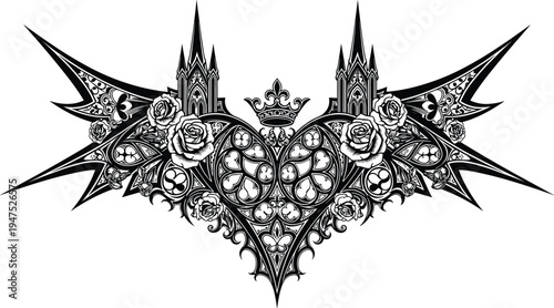 bat, gothic, skull, wings, halloween, dark, tattoo, illustration, spooky, horror, fantasy, gothic, emblem, symbol, vintage, lineart, creepy, design, artwork, vector