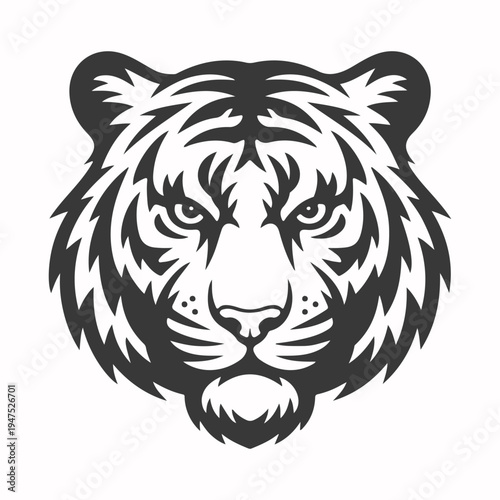 tiger head line art silhouette vector