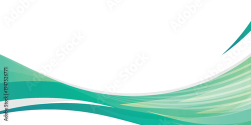 Abstract background with vibrant teal and mint green fluid waves on white