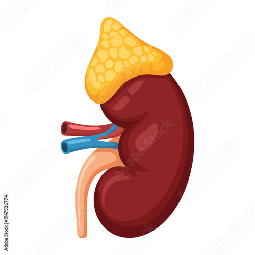 Kidney with Adrenal Gland Anatomy Diagram