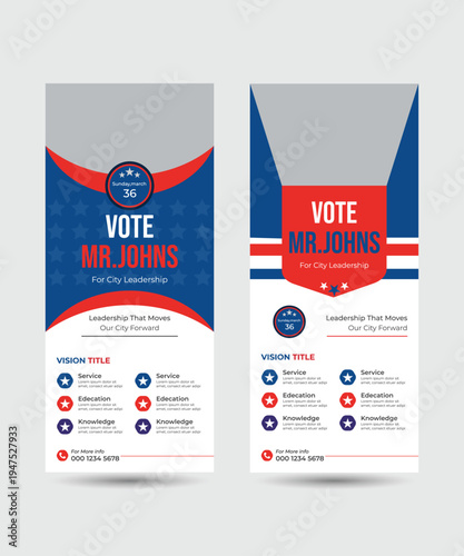 modern election rollup banner illustrator design. political election voting publicity banner design. editable promotion advertisement for x-banner, flyer, profile, brochure, display, vector layout tem