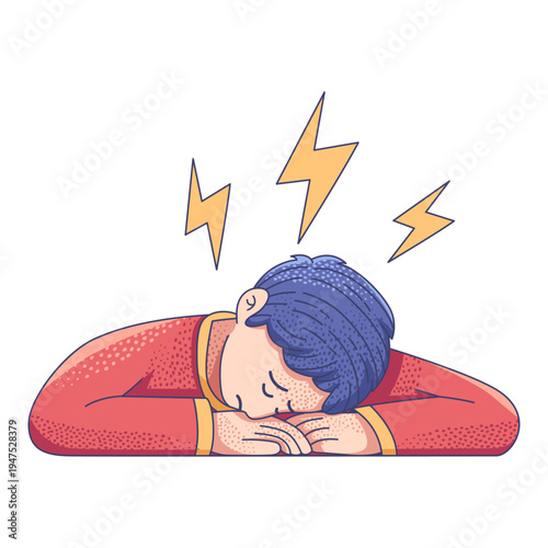 exhausted and frustrated man lying down with his head resting on his hands