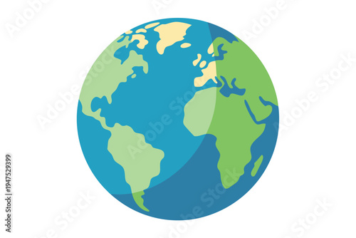 A colorful vector illustration of the Earth with a white background