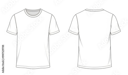 Blank t shirt mockup vector template with front and back views apparel design isolated on white background