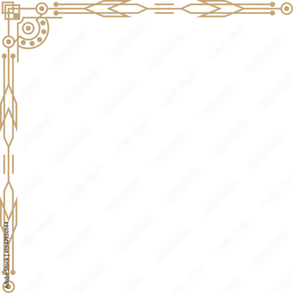 Obraz premium Retro Art Deco Corner Border With Elegant Details