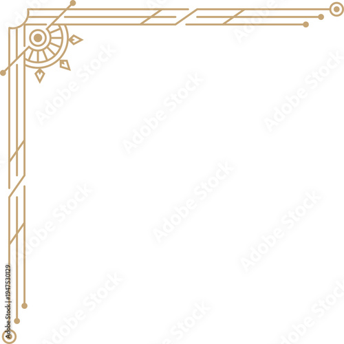 Vintage Art Deco Border Corner With Decorative Lines