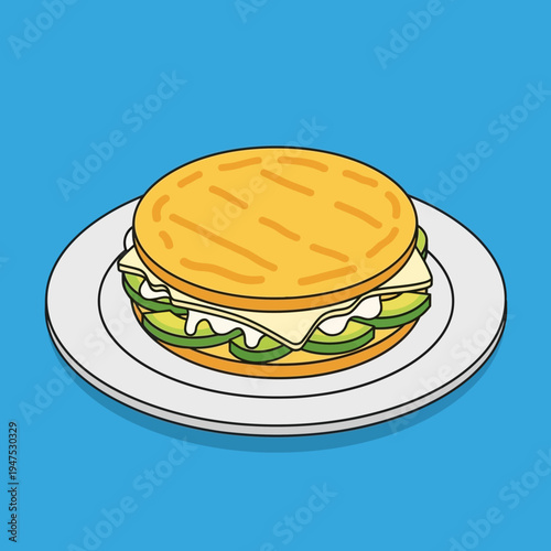 A cartoon sandwich on a plate.