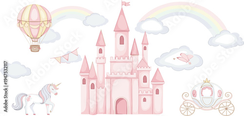 A gentle and dreamy illustration of pastel hot air balloons gracefully ascending in a serene, light-filled sky, evoking whimsical wonder and peaceful adventure