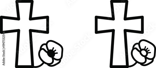 Crosses with flowers, christian symbol, easter Vector