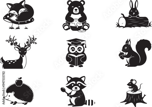 Black and white of animals with human activities bear